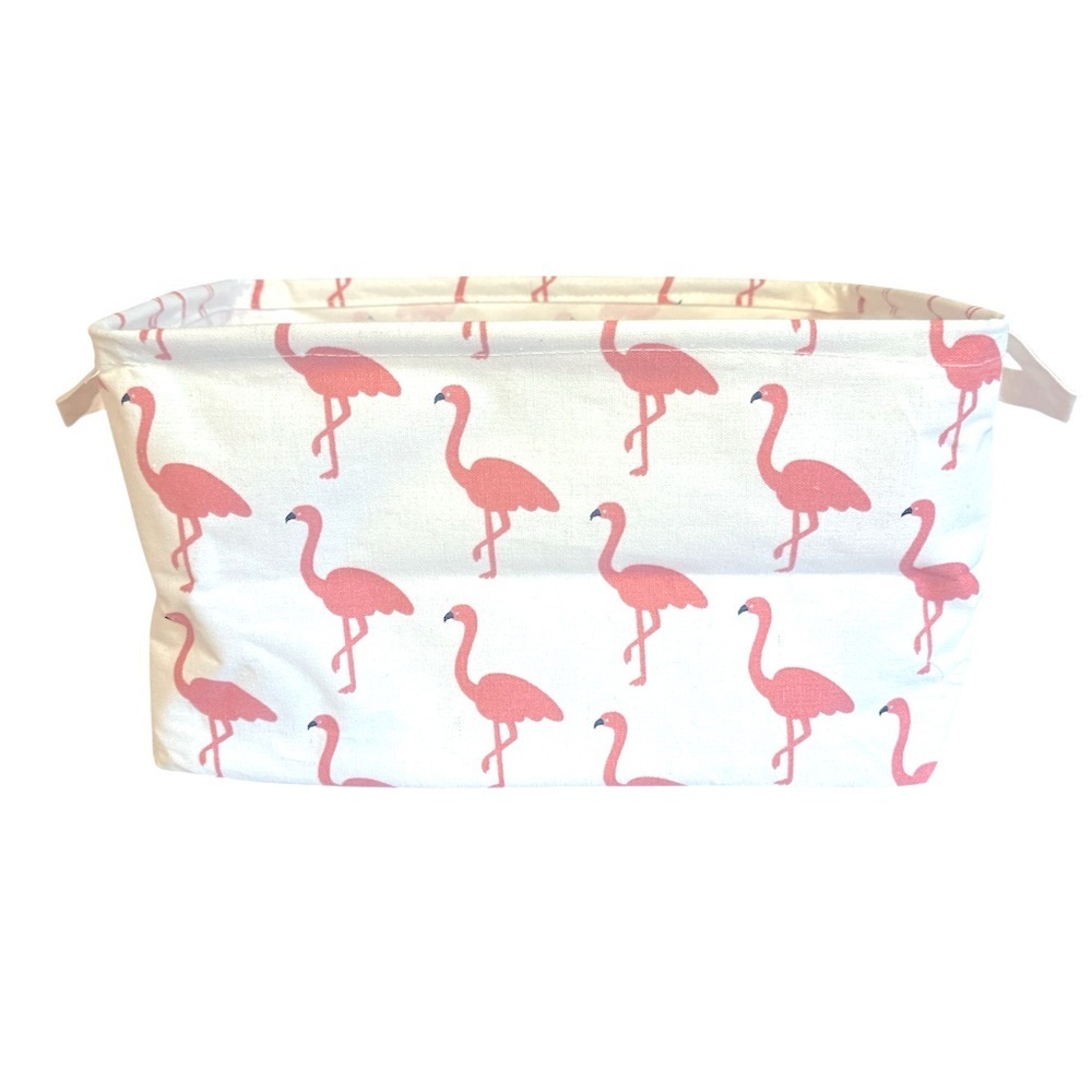 Flamingo Rectangular Storage Basket Pink Cream Tote Collapsible Waterproof